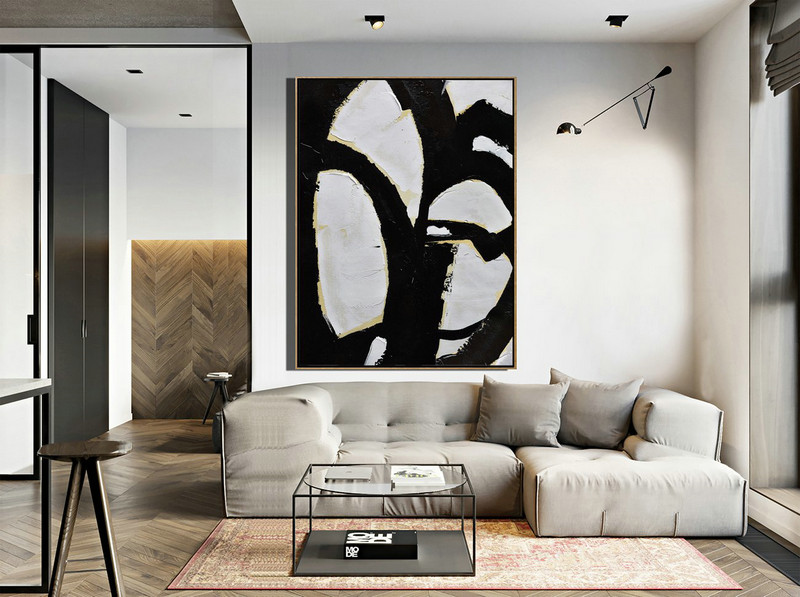 Huge Abstract Painting On Canvas,Minimalist Painting On Canvas, Palette Knife Vertical Minimal Art - Huge Abstract Canvas Art